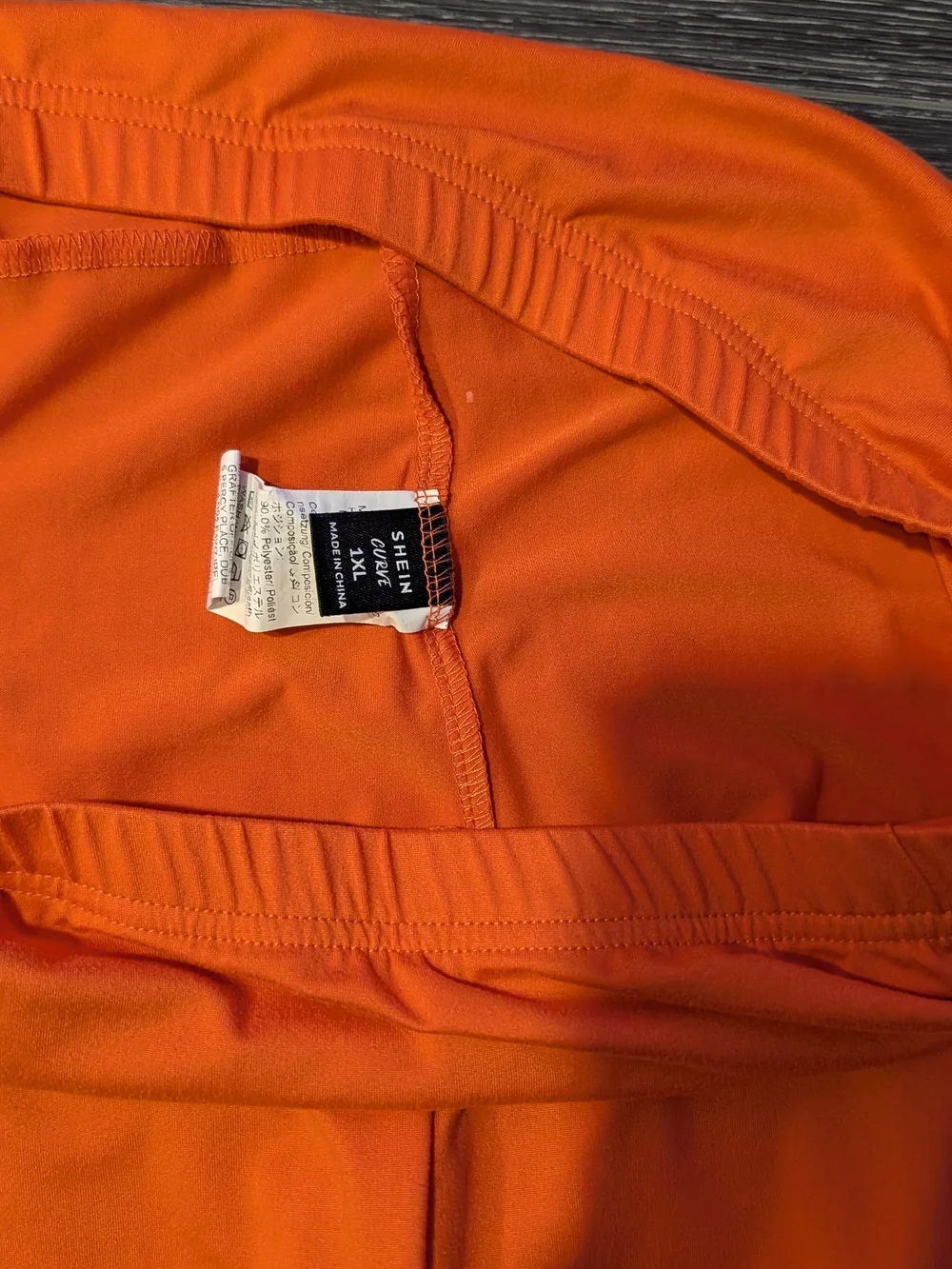 Neon Orange High-Waist Leggings with Printed Side Stripe